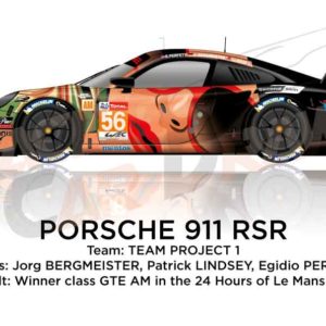 Porsche 911 RSR n.56 winner class GTE AM 24 Hours of Le Mans 2019