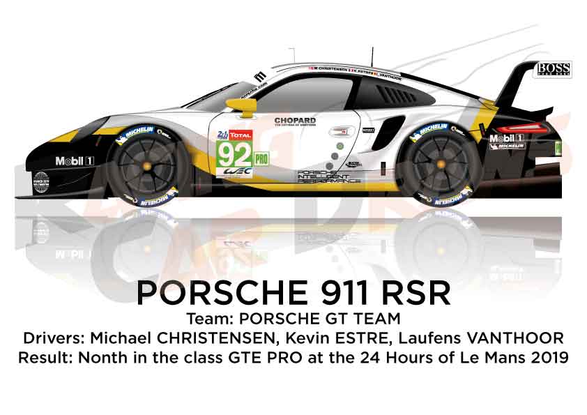 Porsche 911 RSR n.92 ninth class GTE PRO 24 Hours of Le Mans 2019