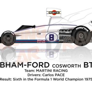 Brabham - Ford Cosworth BT44B n.8 sixth in the Formula 1 1975