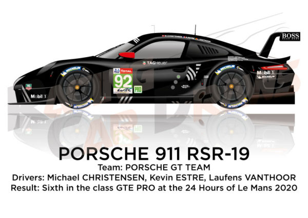 Porsche 911 RSR-19 n.92 sixth class GTE PRO 24 Hours of Le Mans 2020