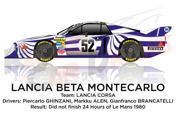 Lancia Beta Montecarlo n.52 did not finish 24 Hours of Le Mans 1980