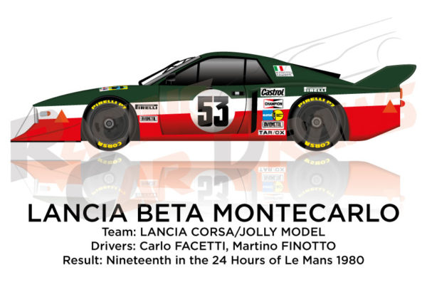Lancia Beta Montecarlo n.53 nineteenth in the 24 Hours of Le Mans 1980