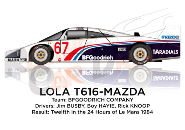Lola T616 - Mazda n.67 twelfth in the 24 Hours of Le Mans 1984