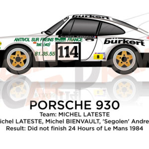 Porsche 930 n.114 did Not finish the 24 hours of Le Mans 1984