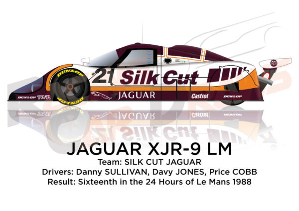 Jaguar XJR-9 LM n.21 sixteenth in the 24 hours of Le Mans 1988