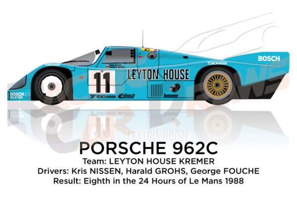 Porsche 962C n.11 eighth in the 24 hours of Le Mans 1988
