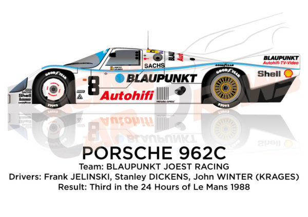 Porsche 962C n.8 third in the 24 hours of Le Mans 1988