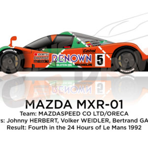 Mazda MXR-01 n.5 fourth in the 24 Hours of Le Mans 1992