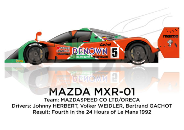 Mazda MXR-01 n.5 fourth in the 24 Hours of Le Mans 1992