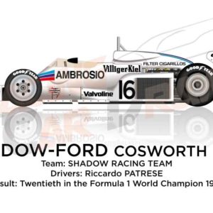 Shadow - Ford Cosworth DN8 n.16 twentieth in the Formula 1 1977