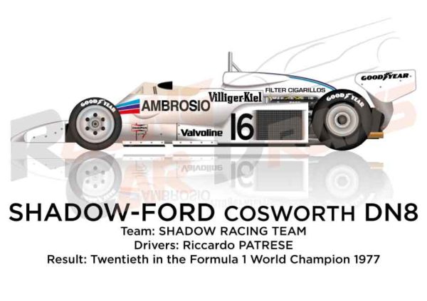 Shadow - Ford Cosworth DN8 n.16 twentieth in the Formula 1 1977