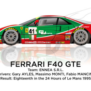 Ferrari F40 GTE n.41 eighteenth in the 24 hours of Le Mans 1995