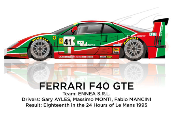 Ferrari F40 GTE n.41 eighteenth in the 24 hours of Le Mans 1995