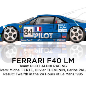 Ferrari F40 LM n.34 twelfth in the 24 hours of Le Mans 1995