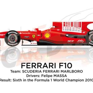 Ferrari F10 n.7 sixth in the Formula 1 World Champion 2010