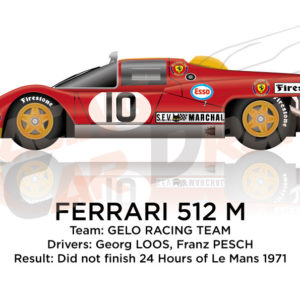 Ferrari 512 M n.10 did Not finish in the 24 hours of Le Mans 1971