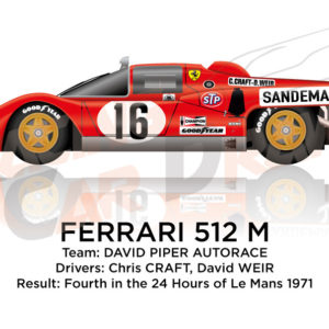 Ferrari 512 M n.16 fourth in the 24 hours of Le Mans 1971
