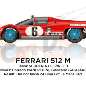 Ferrari 512 M n.6 did Not finish in the 24 hours of Le Mans 1971