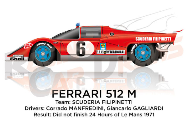 Ferrari 512 M n.6 did Not finish in the 24 hours of Le Mans 1971