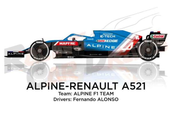 Alpine - Renault A521 n.14 Formula 1 2021 driver Fernando Alonso