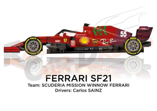 Ferrari SF21 n.55 Formula 1 2021 driver Carlos Sainz
