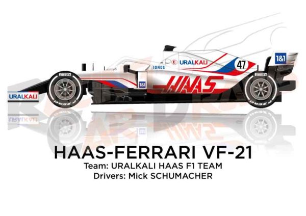 Haas - Ferrari VF-21 n.47 Formula 1 2021 driver Mick Schumacher