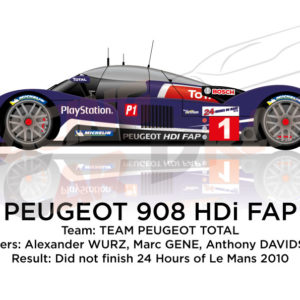 Peugeot 908 HDI FAP n.1 did not finish at 24 Hours of Le Mans 2010