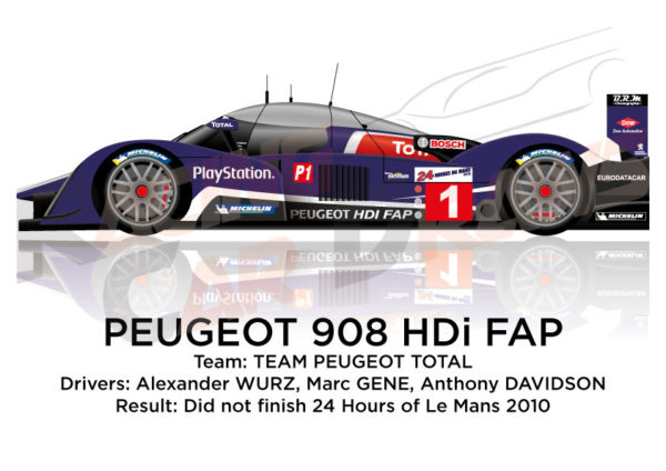 Peugeot 908 HDI FAP n.1 did not finish at 24 Hours of Le Mans 2010