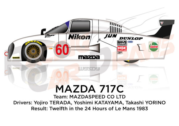 Mazda 717c n.87 twelfth in the 24 Hours of Le Mans 1983