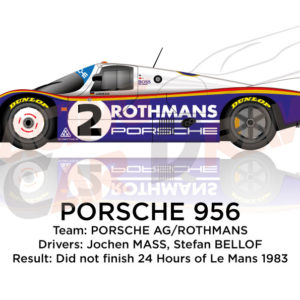 Porsche 956 n.2 did not finish 24 Hours of Le Mans 1983