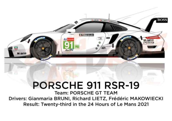 Porsche 911 RSR-19 n.91 twenty-third 24 Hours of Le Mans 2021