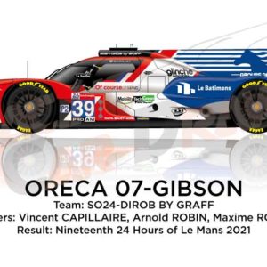 Oreca 07 - Gibson n.39 nineteenth in the 24 hours of Le Mans 2021