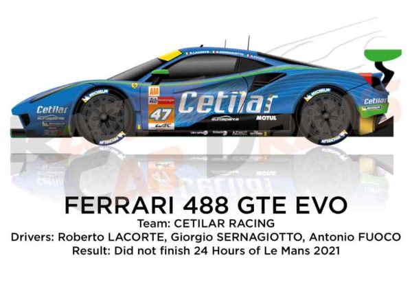 Ferrari 488 GTE EVO n.47 did not finish24 Hours of Le Mans 2021