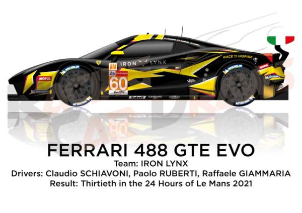 Ferrari 488 GTE EVO n.60 thirtieth 24 Hours of Le Mans 2021