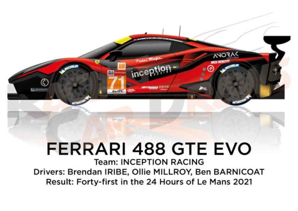 Ferrari 488 GTE EVO n.71 forty-four 24 Hours of Le Mans 2021