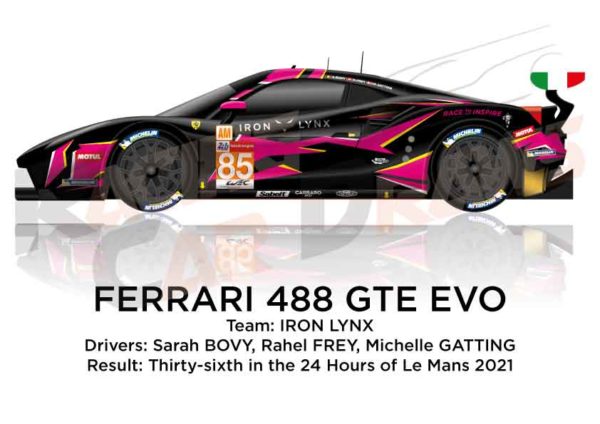 Ferrari 488 GTE EVO n.85 thirty-sixth 24 Hours of Le Mans 2021