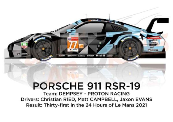 Porsche 911 RSR-19 n.77 thirty-first at the 24 Hours of Le Mans 2021