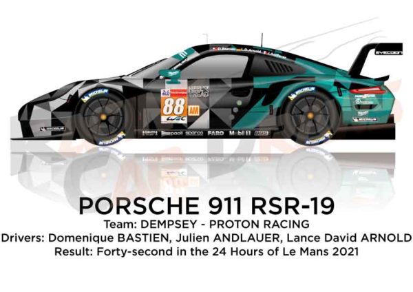 Porsche 911 RSR-19 n.88 forty-second at the 24 Hours of Le Mans 2021