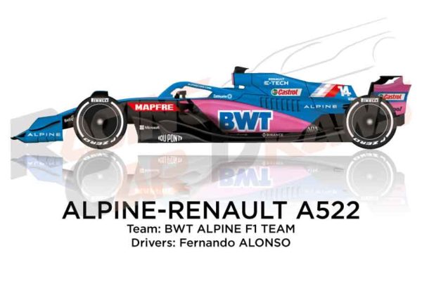 Alpine - Renault A522 n.14 Formula 1 2022 driver Fernando Alonso