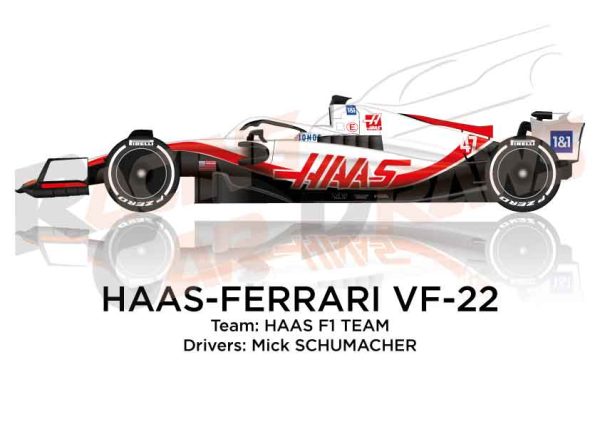 Haas - Ferrari VF-22 n.47 Formula 1 2022 driver Mick Schumacher