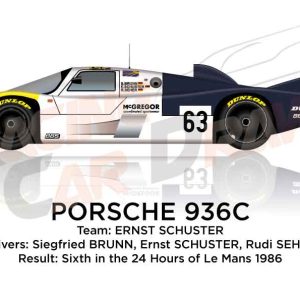 Porsche 936C n.63 sixth in the 24 Hours of Le Mans 1986