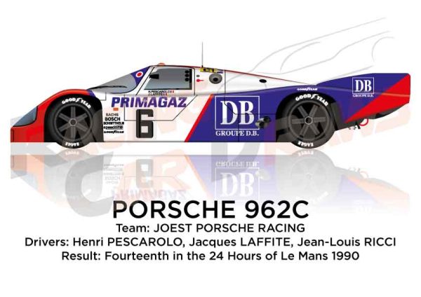 Porsche 962C n.6 fourteenth 24 Hours of Le Mans 1990