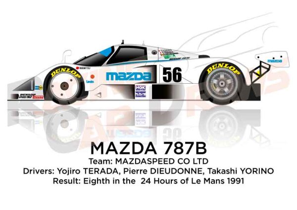 Mazda 787B n.56 eighth at the 24 Hours of Le Mans 1991