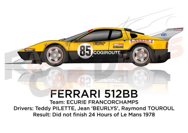 Ferrari 512BB n.85 did not finish 24 Hours of Le Mans 1978