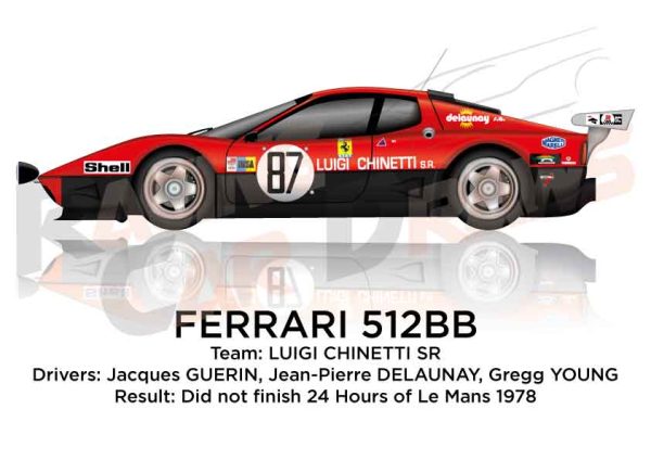 Ferrari 512BB n.87 did not finish 24 Hours of Le Mans 1978