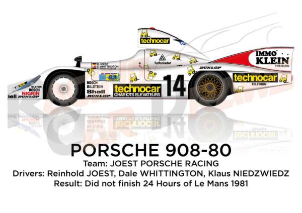 Porsche 908-80 n.14 did not finish at the 24 Hours of Le Mans 1981