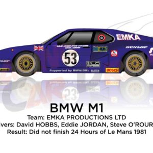 BMW M1 n.53 did not finish in the 24 hours of Le Mans 1981