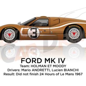 Ford MK IV n.3 did not finish at the 24 Hours of Le Mans 1967