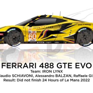 Ferrari 488 GTE EVO n.60 dnf 24 Hours of Le Mans 2022