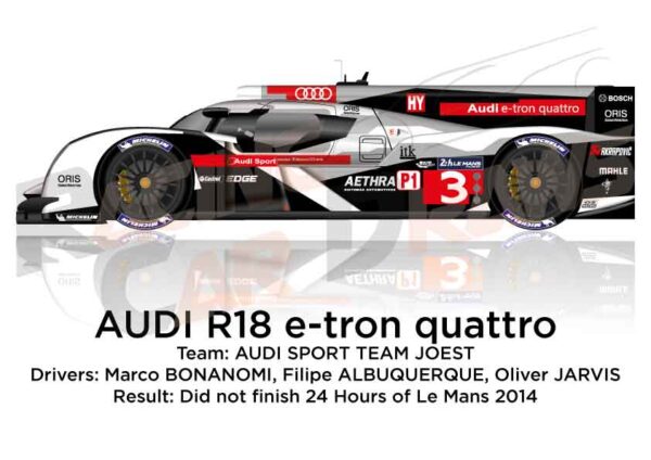 Audi R18 e-tron quattro n.3 dnf 24 Hours of Le Mans 2014